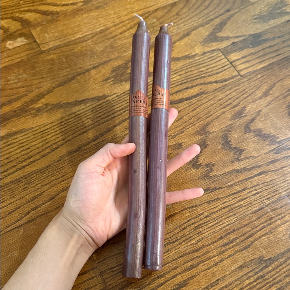 Set of Two brownish Taper Candles